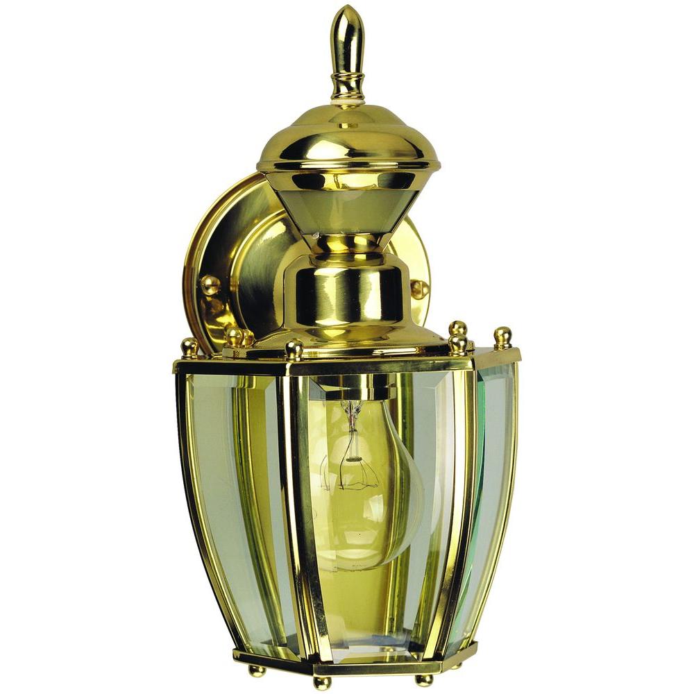 Motion Sensor No Bulbs Included Bronze Outdoor Wall Mounted 150 Degree Polished Brass Traditional Coach Lantern With Clear Beveled Glass