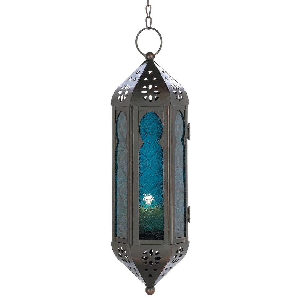 Malibu Creations Blue Moroccan Candle Lantern 08101420 The Home Depot Malibu Creations Blue Moroccan Candle Lantern