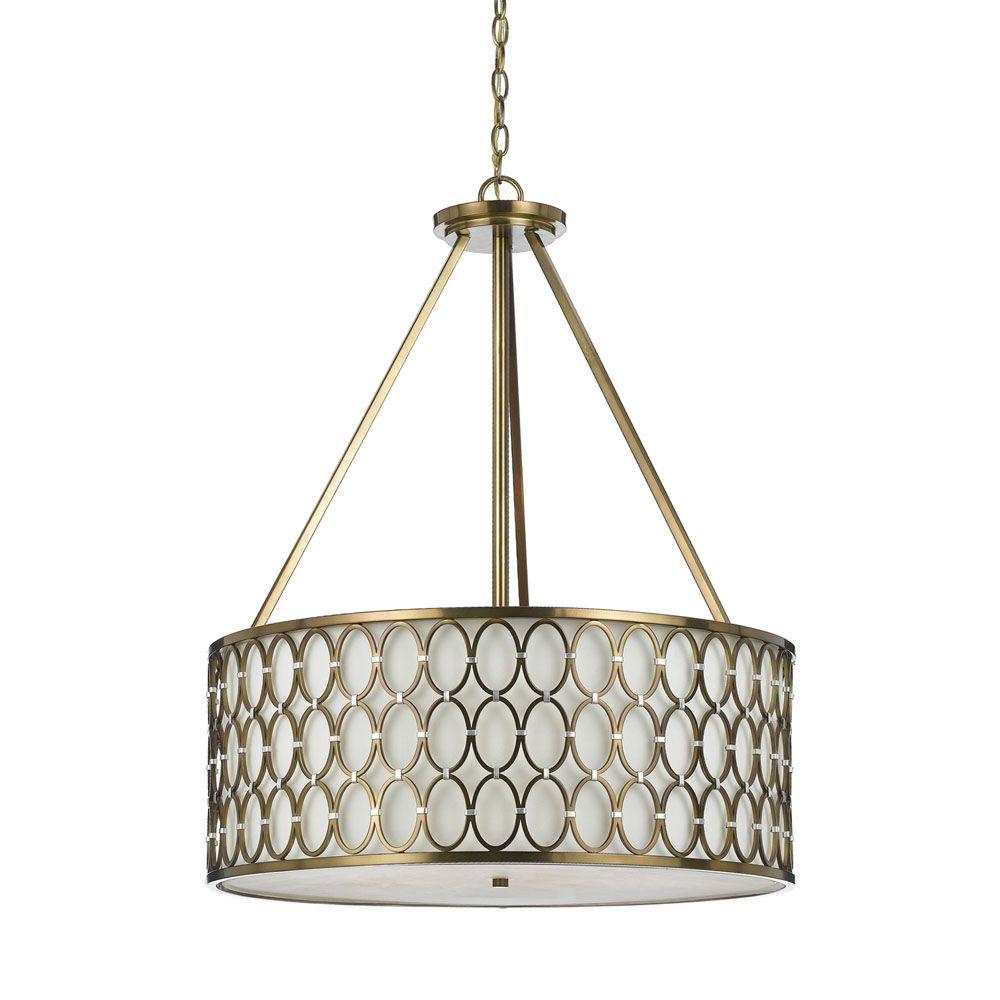 Fifth and Main Lighting Manhattan 4-Light Aged Brass Pendant with Cream ...