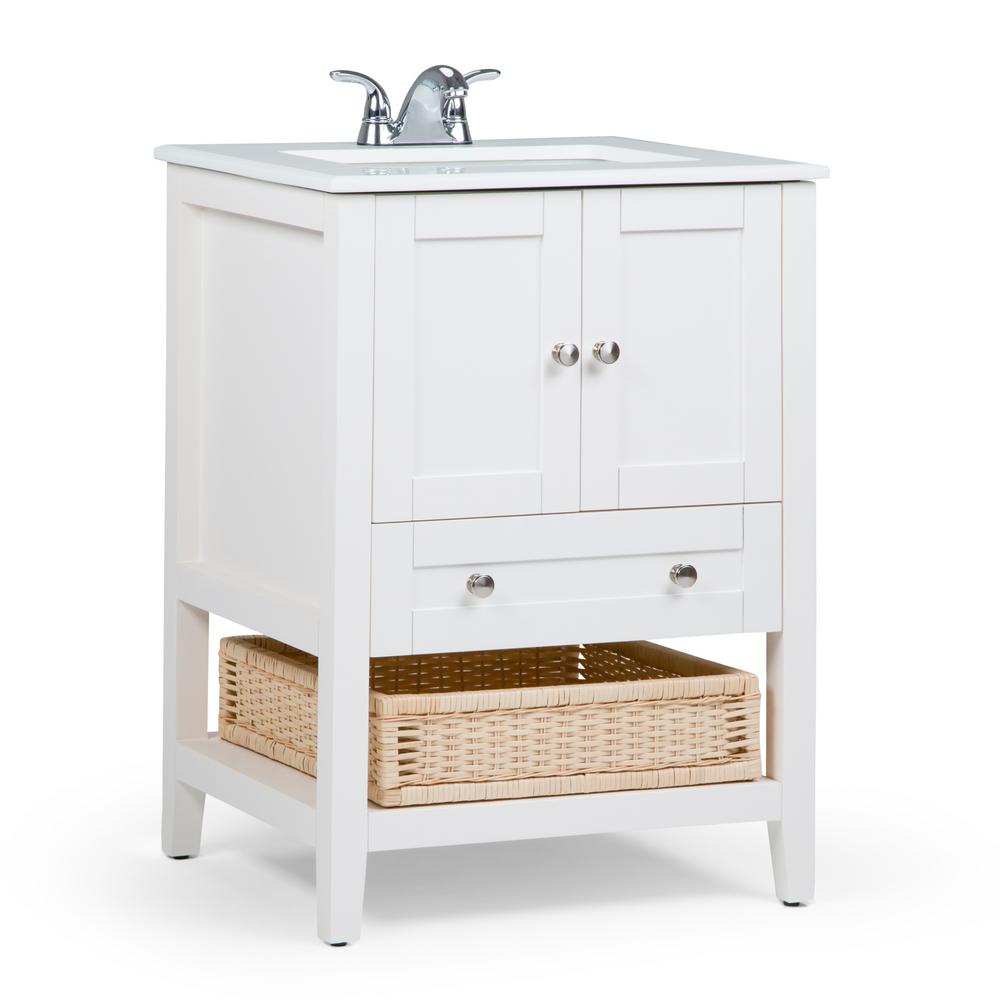 Engineered Quartz Composite 24 Inch Vanities White Bath