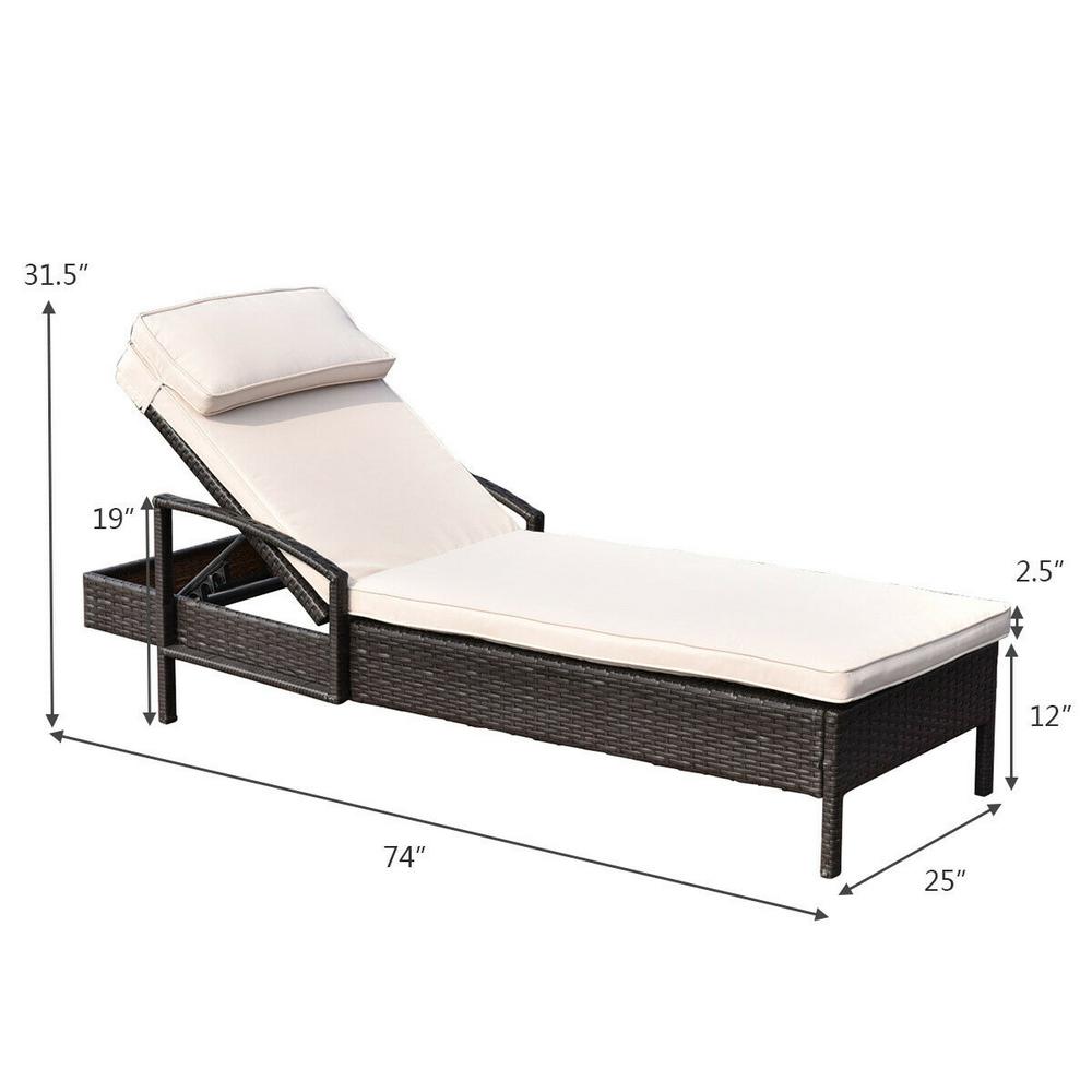 Costway Brown Rattan Wicker Outdoor Chair Couch Patio Chaise Costway Brown Rattan Wicker Outdoor