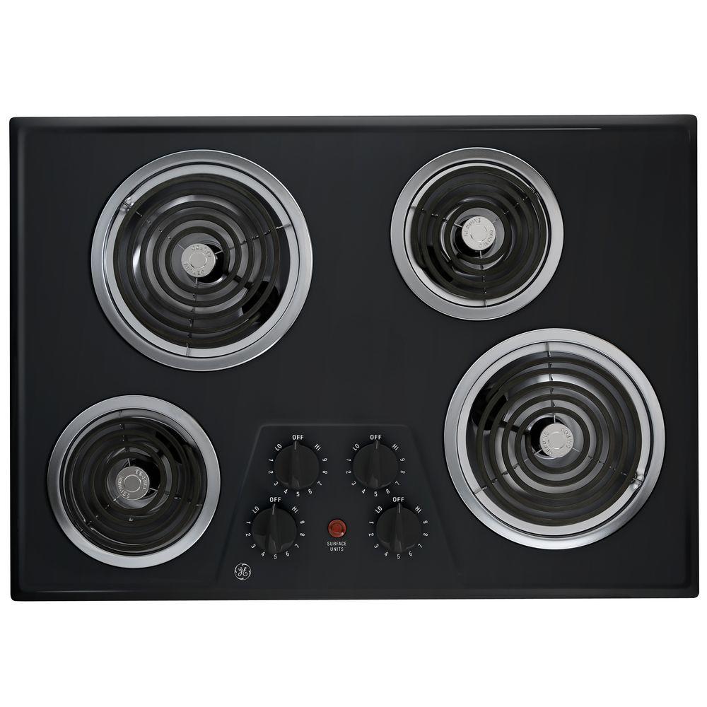 GE 30 in. Coil Electric Cooktop in Black with 4 Elements