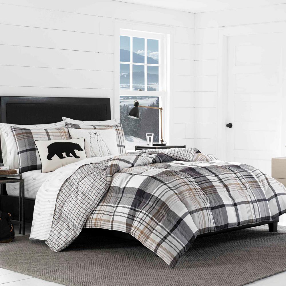 Eddie Bauer Normandy 3Piece Black Plaid Full/Queen Comforter Set