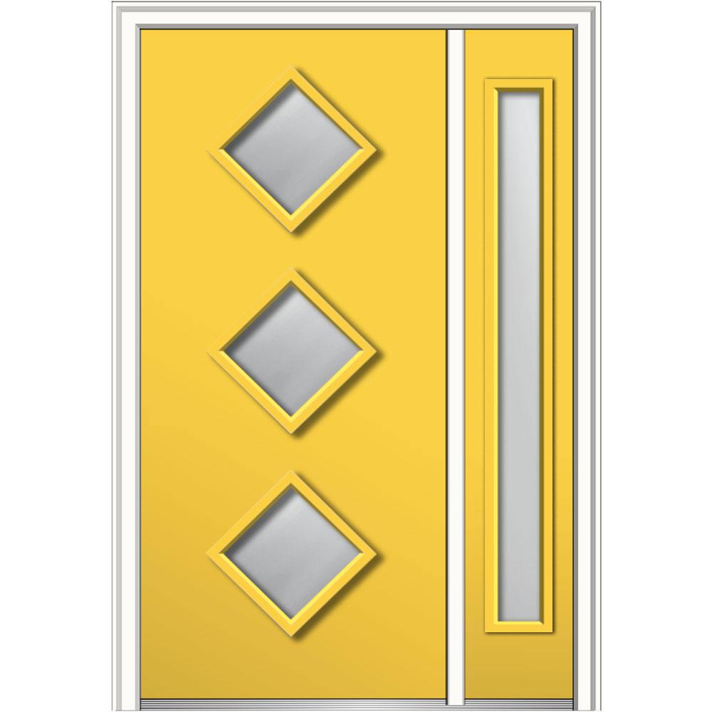 Mmi Door 48 In X 80 In Frosted Glass Right Hand 3 Lite Diamond