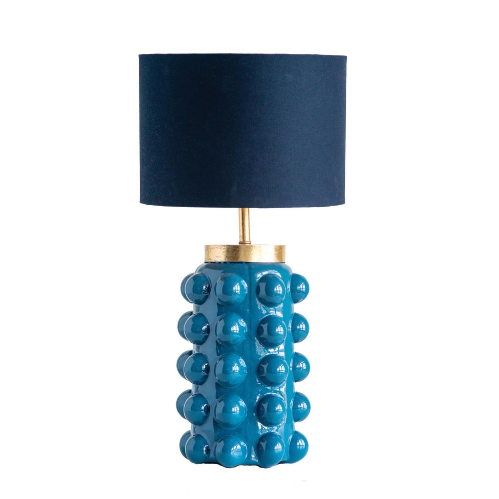3r Studios 16 In Teal Table Lamp With Black Shade