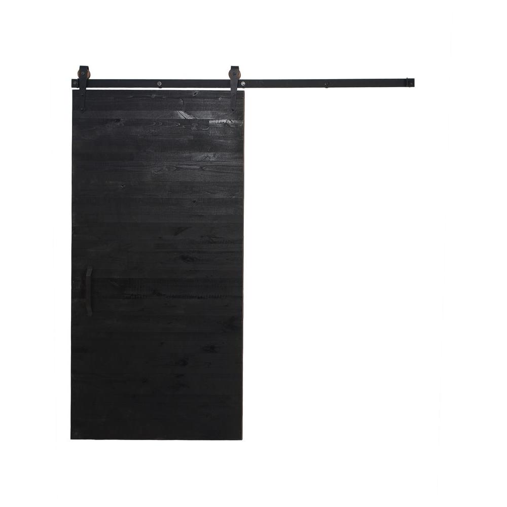 Rustica Hardware 42 in. x 84 in. Rustica Reclaimed Matte Black Wood