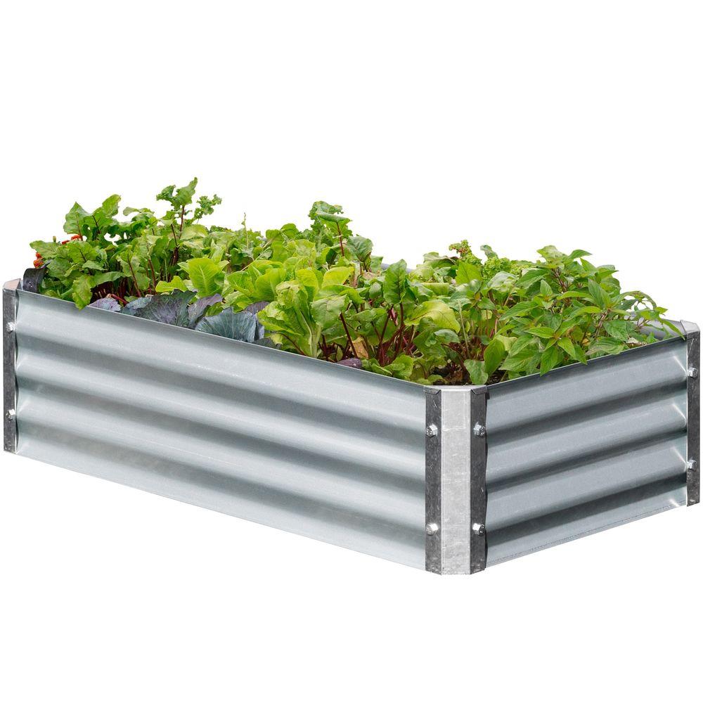 Earthmark Bajo Series 22 In X 40 10 Rectangle Galvanized Metal Raised Garden Bed Mgb L022 The Home Depot - Raised Garden Bed Galvanized Metal Earthmark Bajo Series 22 In X 40 10 Rectangle Galvanized Metal Raised Garden Bed Mgb L022 The Home Depot - Raised Garden Bed Galvanized Metal