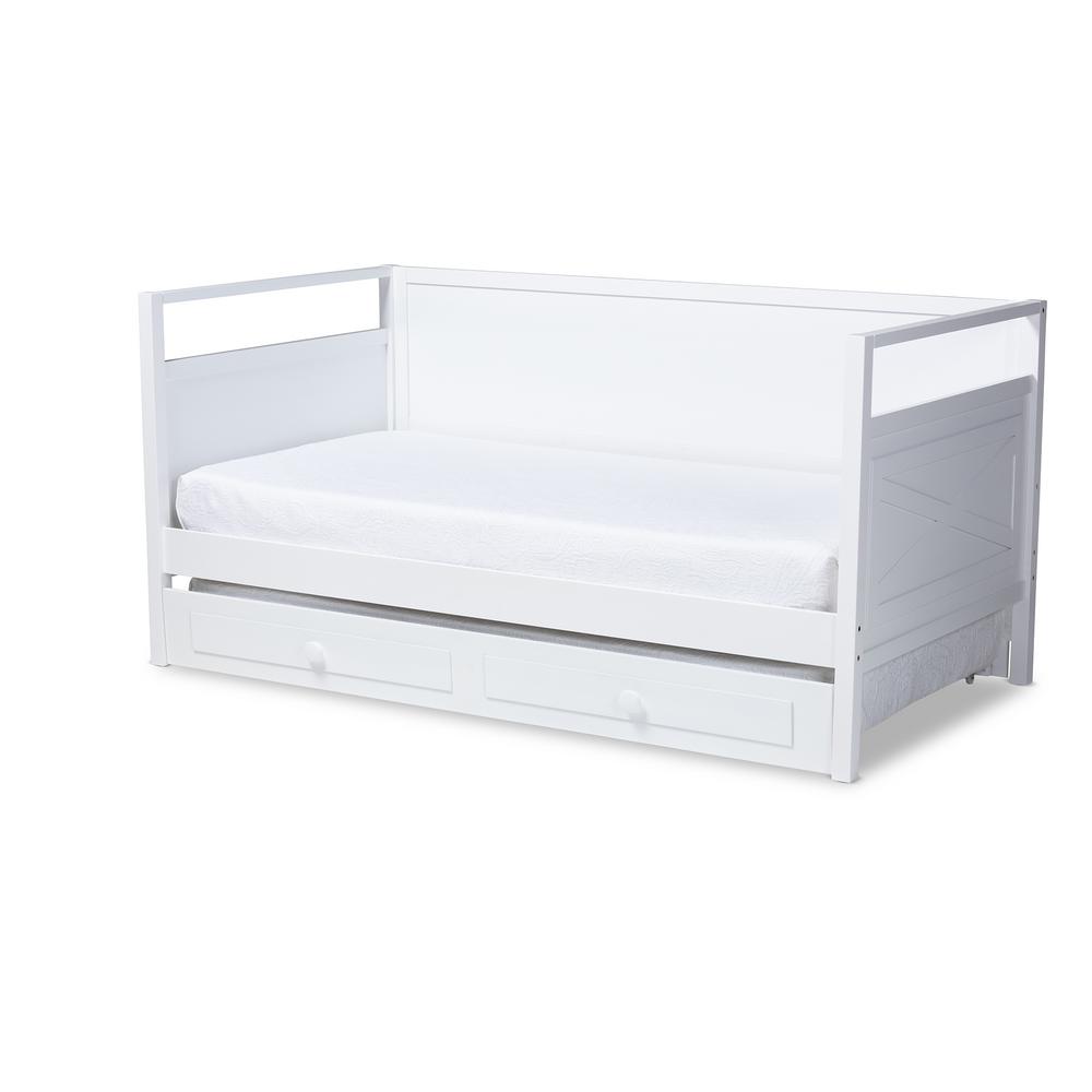 Baxton Studio Cintia White Twin Daybed With Trundle 158 96429656