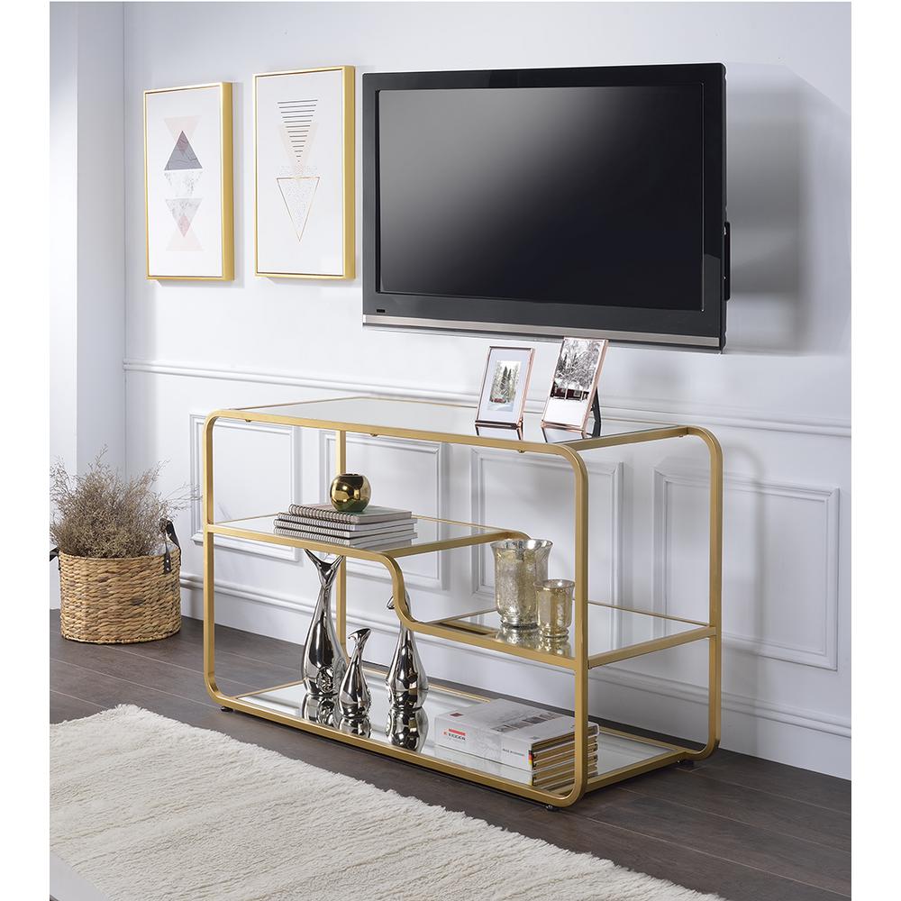 Acme Furniture Astrid Gold And Clear Glass Tv Stand 91395 The Home Acme Furniture Astrid Gold And Clear Glass Tv Stand 91395 The Home Depot
