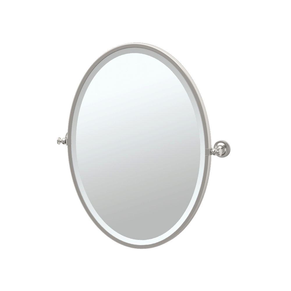 Gatco Tavern 25 In X 28 Framed Single Oval Mirror Satin Nickel