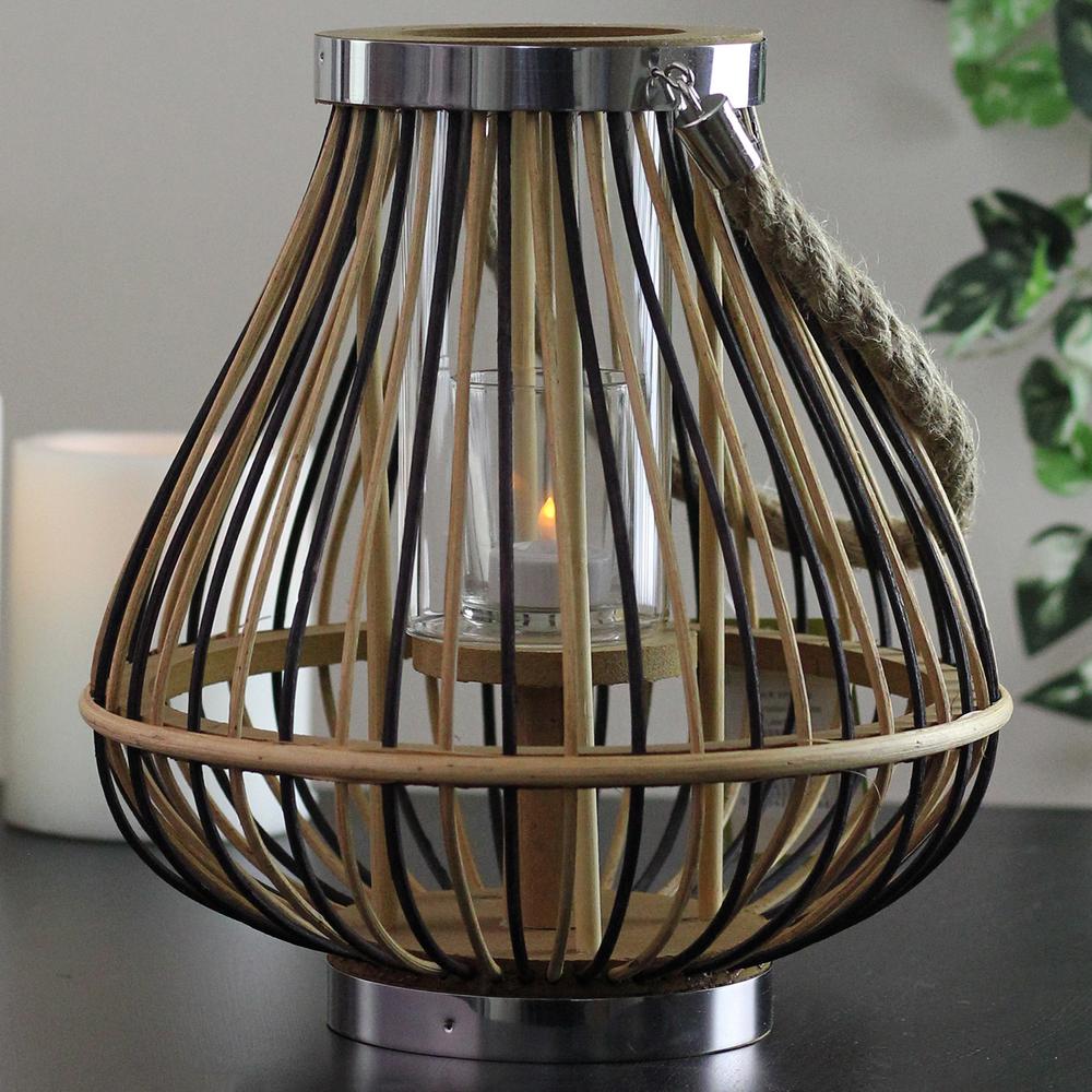 Northlight 11 in. Rustic Chic Rattan Lantern Candle Holder32036527 The Home Depot