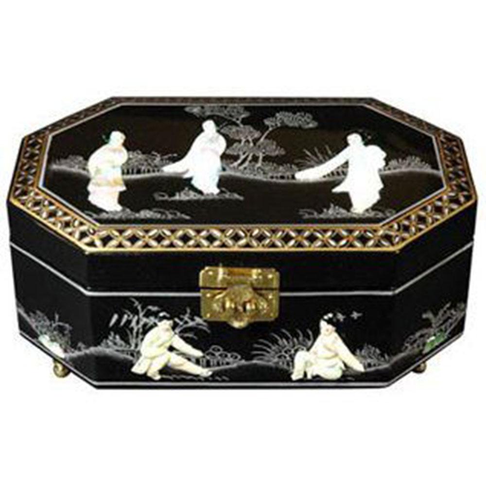 Oriental Furniture Violetta Lacquer Jewelry Box In Black Oriental Furniture Violetta Lacquer Jewelry Box In Black