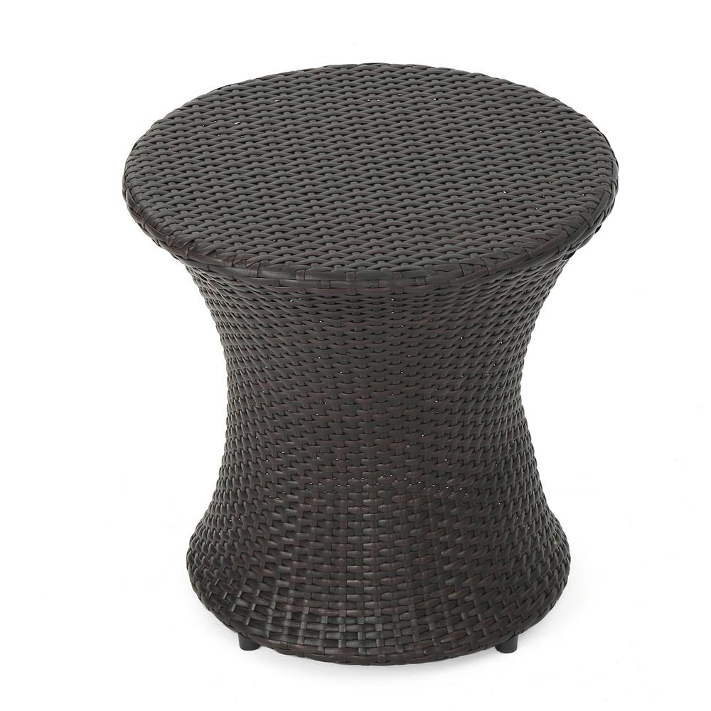 Noble House Phoebe Multi-Brown Round Wicker Outdoor Accent Table-295745