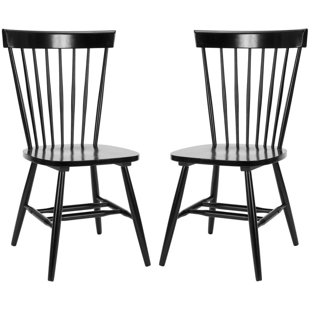 Safavieh Riley Black Wood Dining Chair (Set of 2)-AMH8500B-SET2 - The