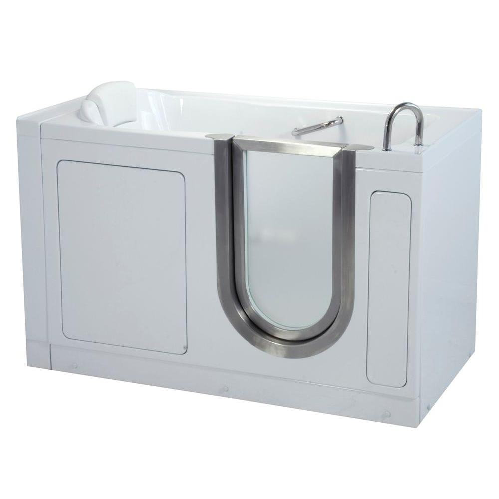 Ella Deluxe 55 in. Acrylic WalkIn Soaking Bathtub in White with Heated