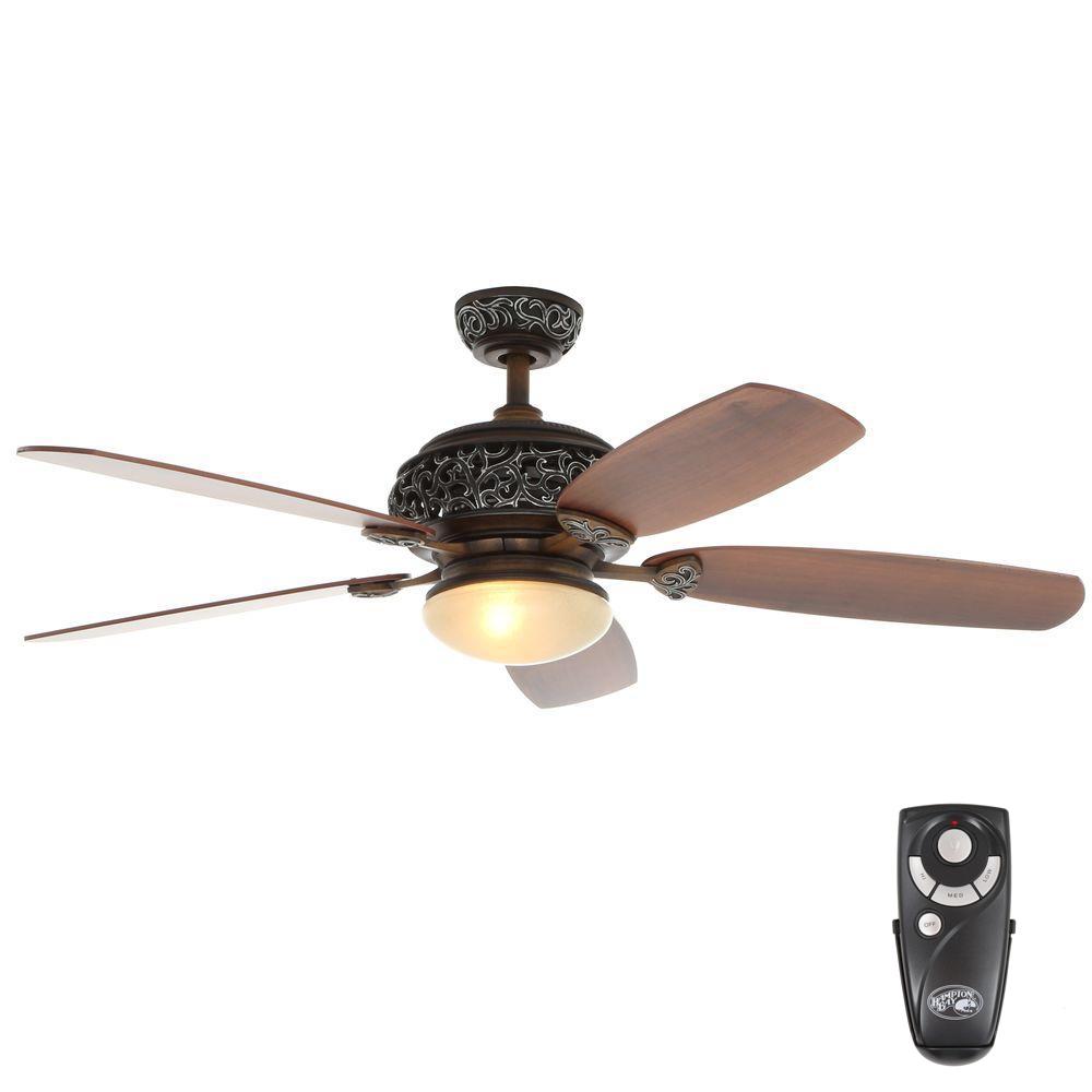 Hampton Bay 52 in. Indoor Caffe Patina Ceiling Fan with ...