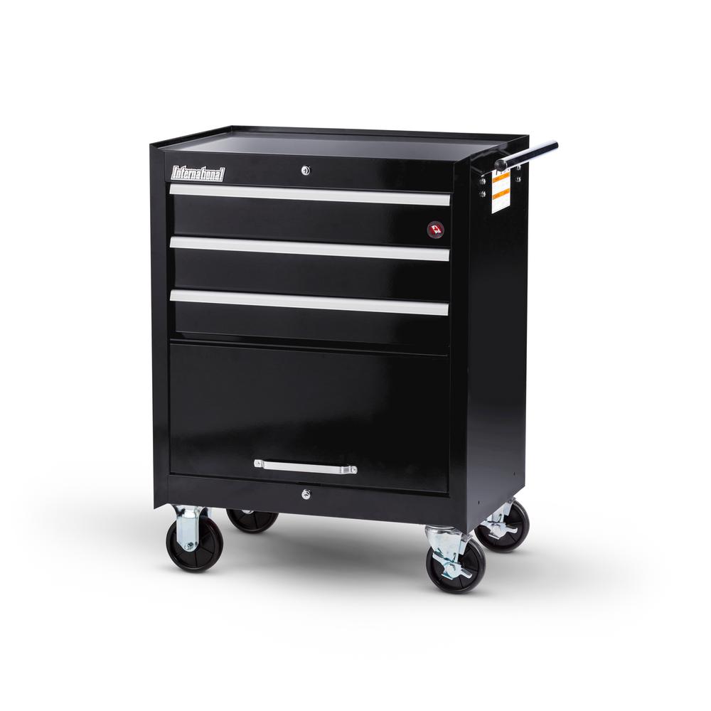 Mbi 27 In 4 Drawer Mobile Tool Chest Black Mmb27 4s The Home Depot