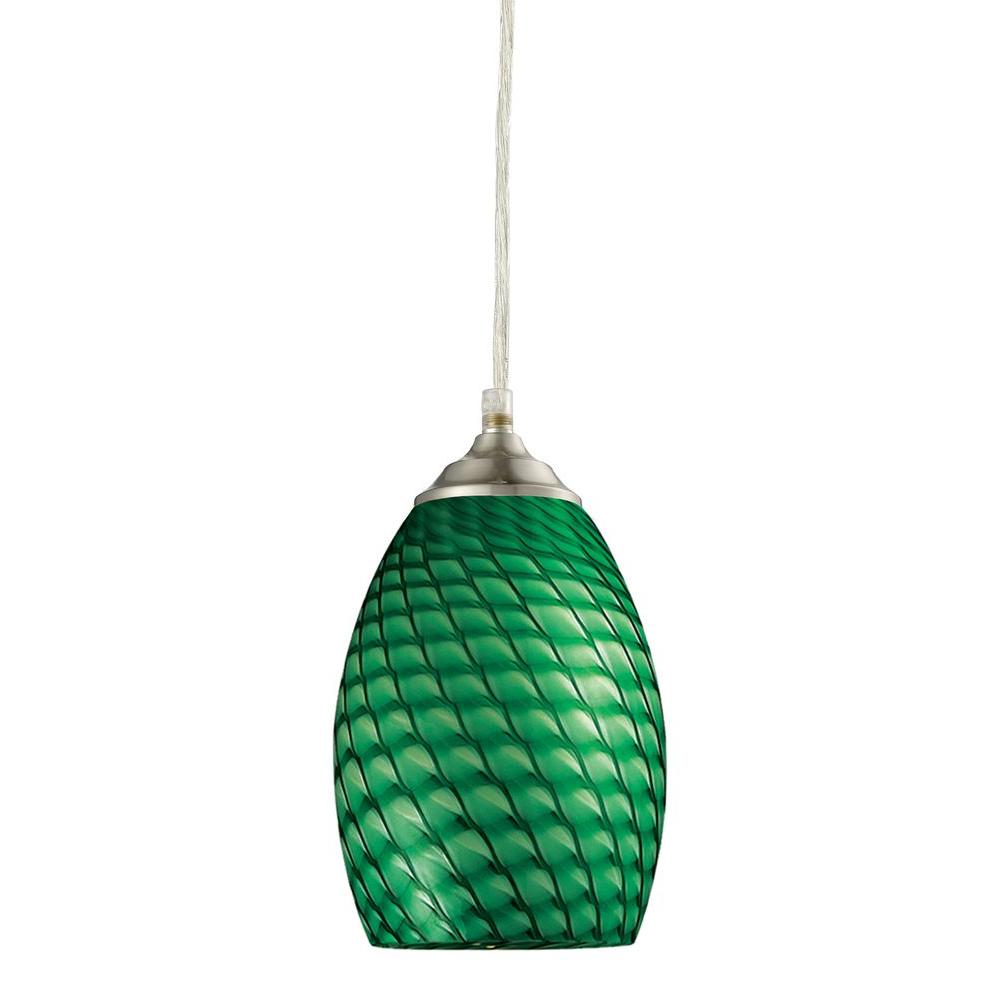 Green Pendant Lights Lighting The Home Depot Lawrence 1 Light Brushed Nickel Incandescent Ceiling Mini Pendant