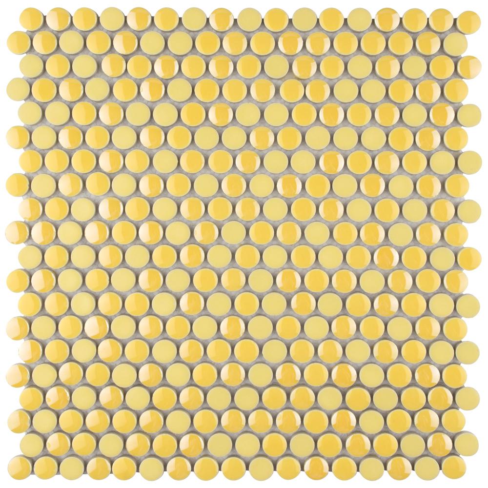 Merola Tile Galaxy Penny Round Yellow 11 1 4 In X 3 9 Mm Merola Tile Galaxy Penny Round Yellow 11 1 4 In X
