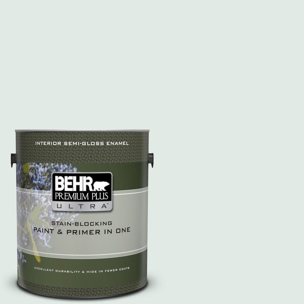 Behr Premium Plus Ultra 1 Gal Icc 37 Beach Glass Semi Gloss Enamel Interior Paint And Primer In One