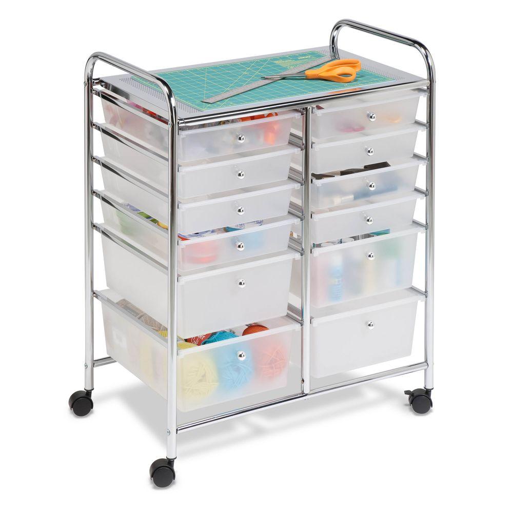 Honey Can Do Rolling Storage Cart And Organizer With 12 Plastic