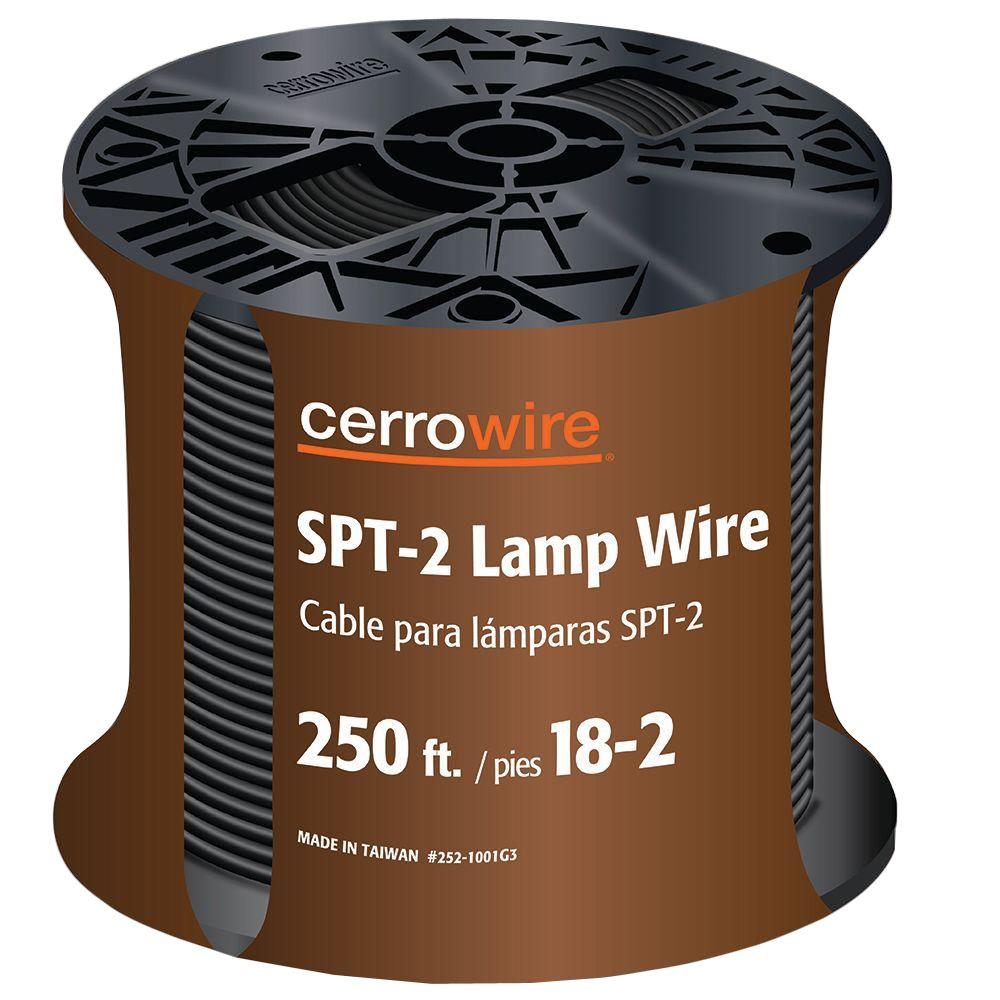 Cerrowire 250 Ft. 18/2 Stranded Lamp Wire, Black-252-1001G3 - The Home ...