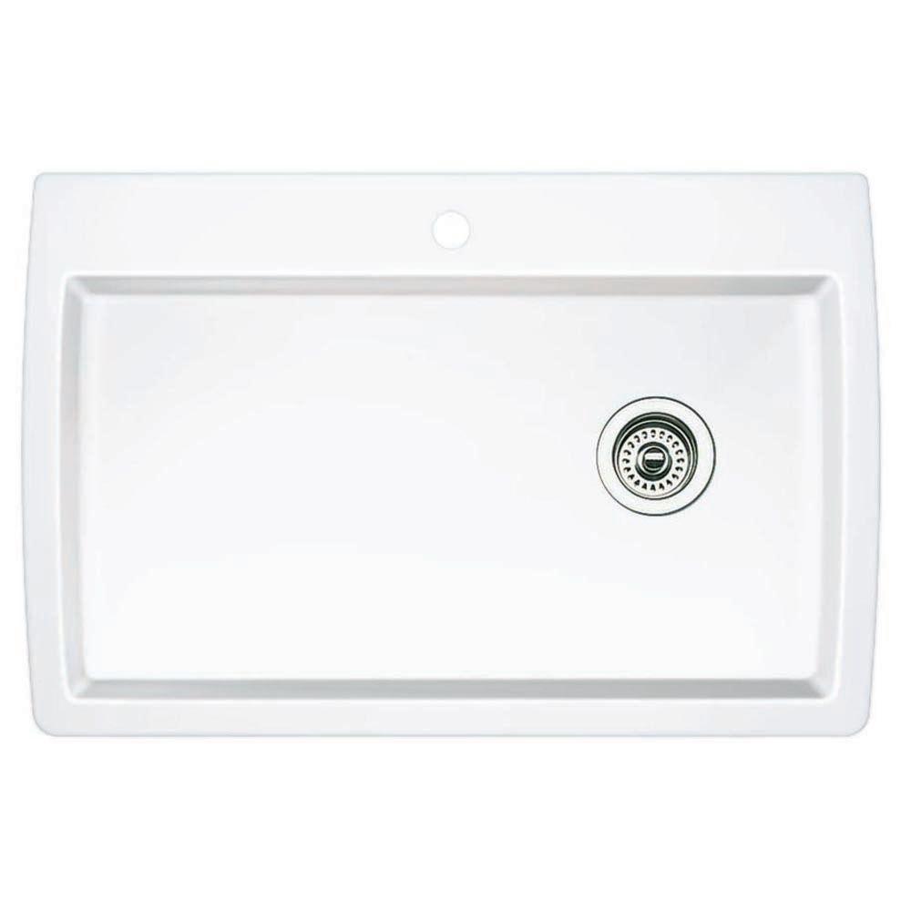 Blanco Diamond Dual Mount Granite Composite 32 5 In 1 Hole Single Bowl Kitchen Sink In White