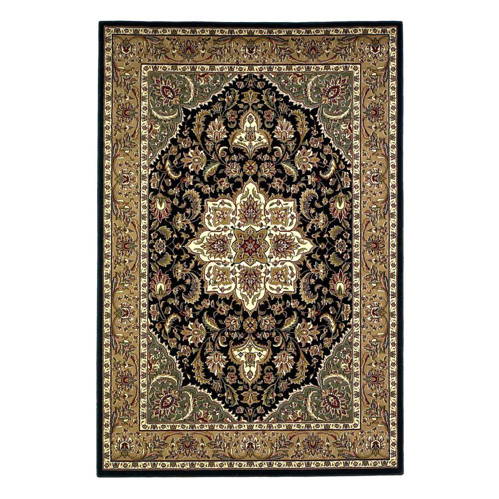 Kas Rugs Classic Medallion Black/Beige 9 ft. 10 in. x 13 ft. 2 in. Area ...