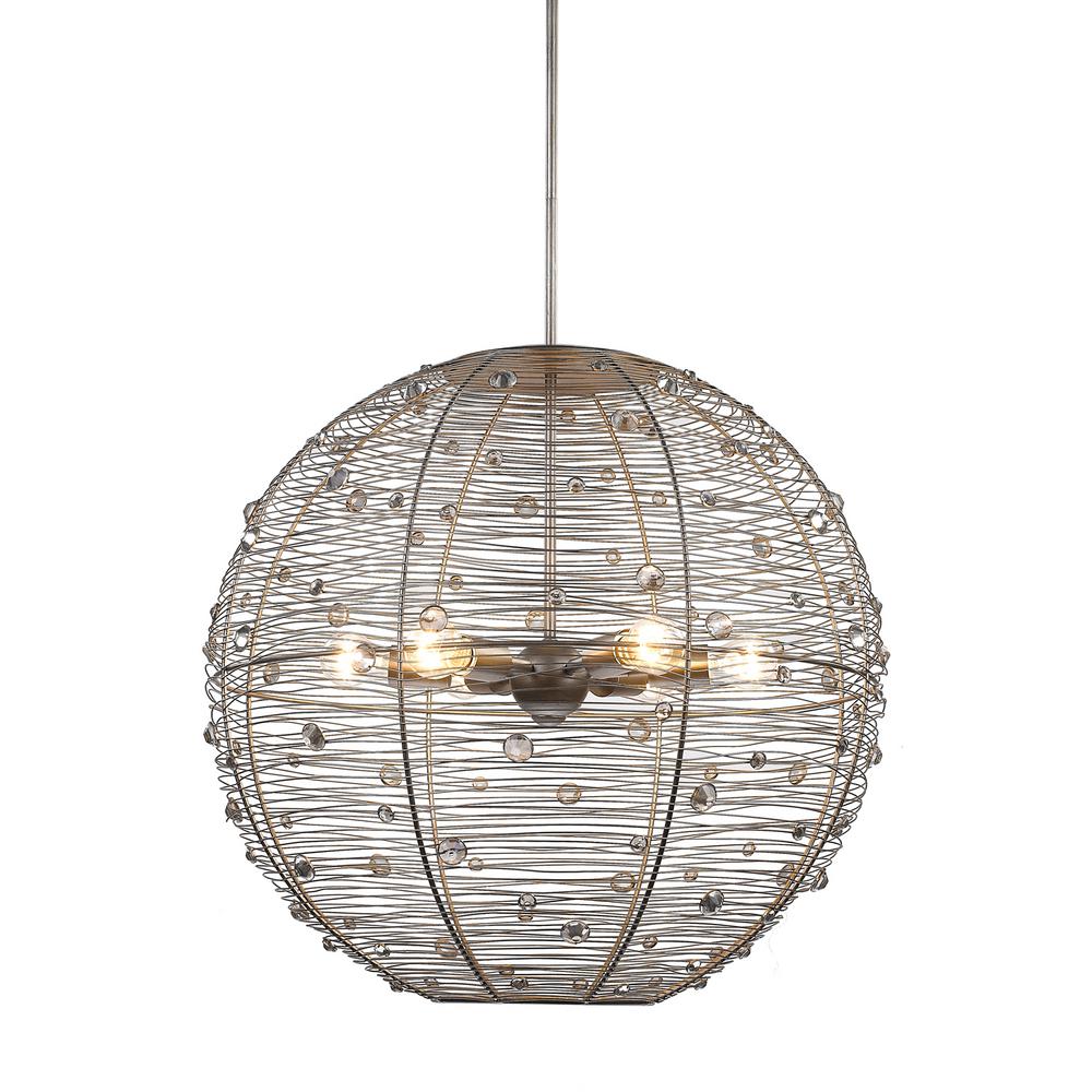 Monteaux Lighting 3-Light Antique Silver and Crystal Pendant-LSA 36301 ...