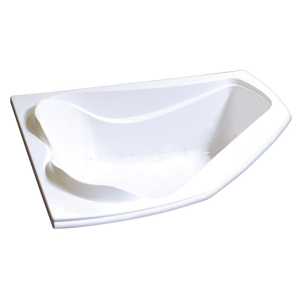 Malachite 5 ft. Acrylic Corner Drop-in Air Bathtub in White