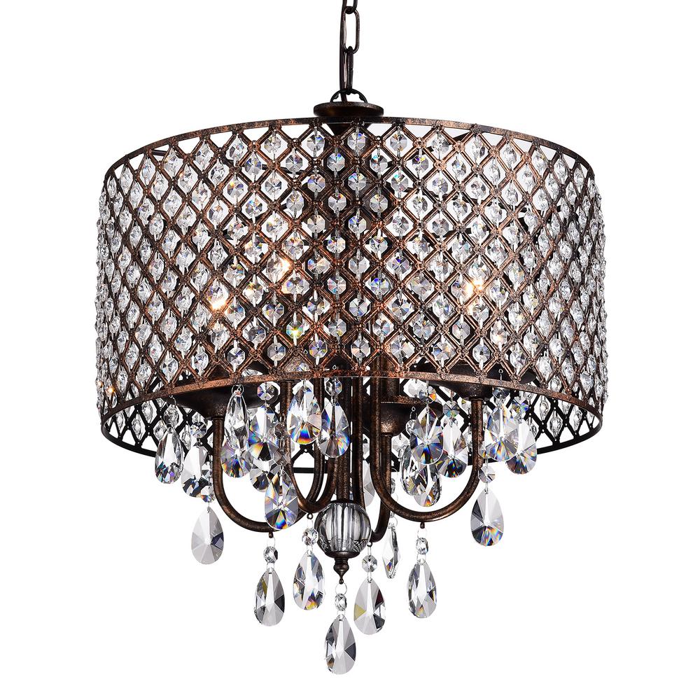 Edvivi Marya 4 Light Antique Copper Round Chandelier With Beaded Drum   Antique Copper Edvivi Chandeliers Epg8019ac 64 1000 