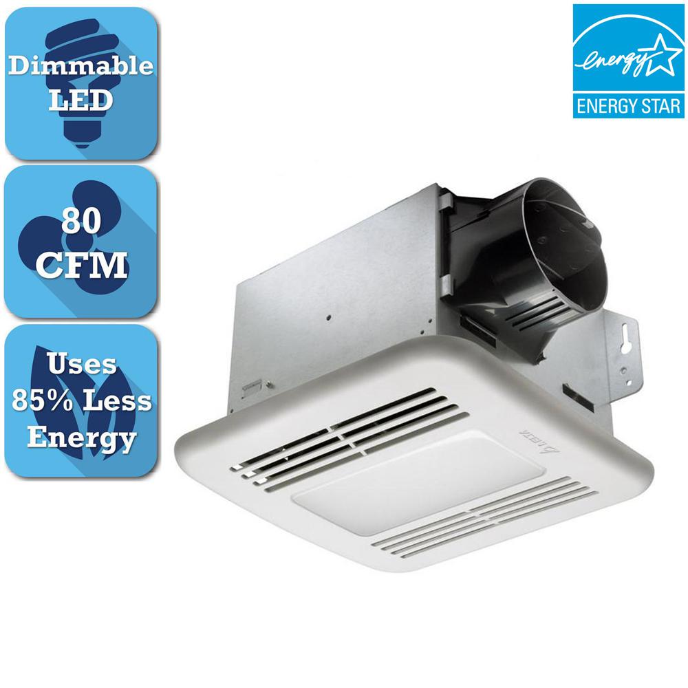 7 5 Bath Fans Bathroom Exhaust The Home Depot 80 Cfm Ceiling Bathroom Exhaust Fan With Dimmable Led Light Energy Star