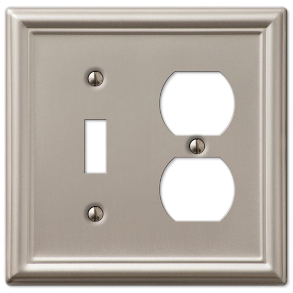 Amerelle Ascher Steel 1 Toggle and 1 Duplex Wall Plate Brushed Nickel