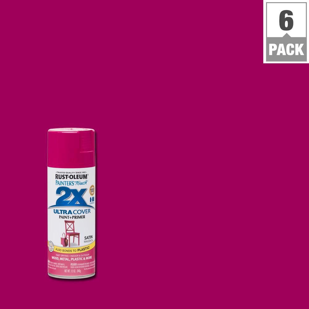 Rust Oleum Painter S Touch 2x 12 Oz Magenta Satin General Purpose Magenta Satin General Purpose Spray Paint 6 Pack