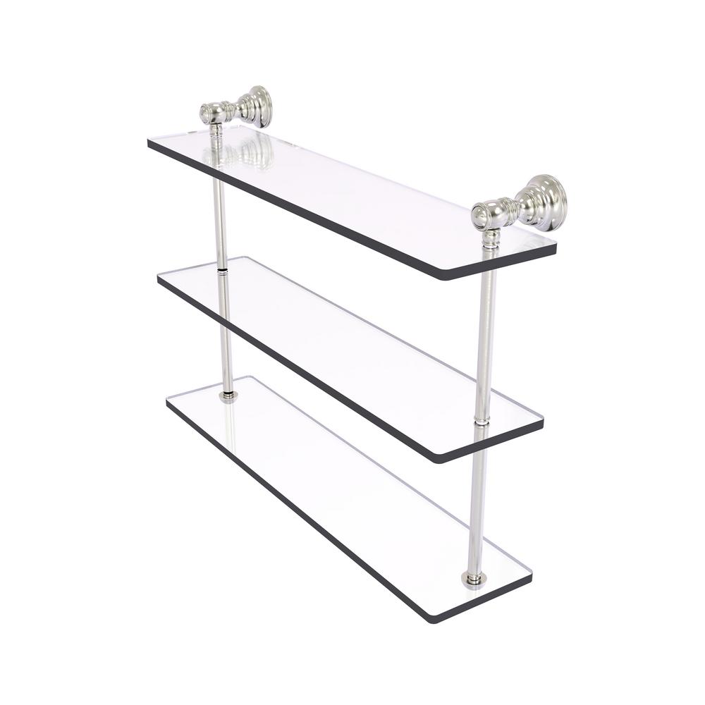 Allied Br Carolina 22 In Triple Gl Shelf Satin Nickel Cl Triple Gl Shelf In Satin Nickel Cl
