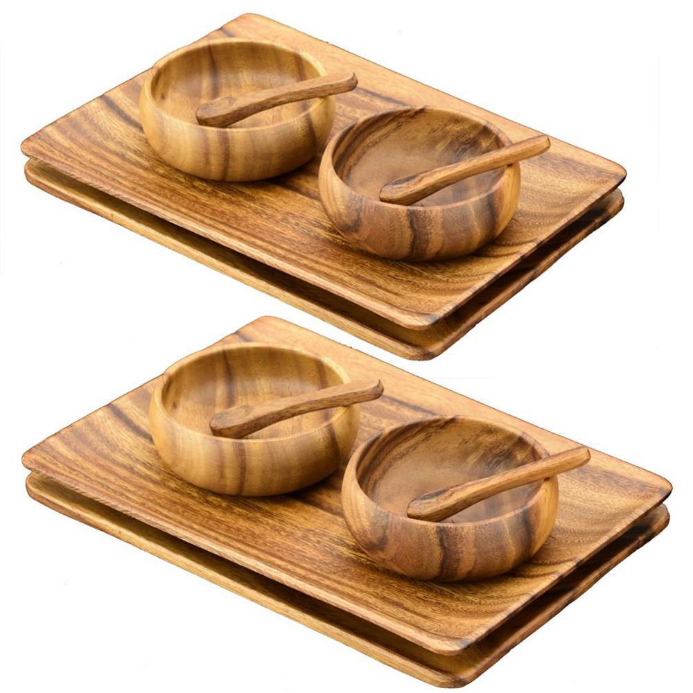 Classic Cuisine 4Piece Bamboo Cheese Serving Tray Set with Stainless
