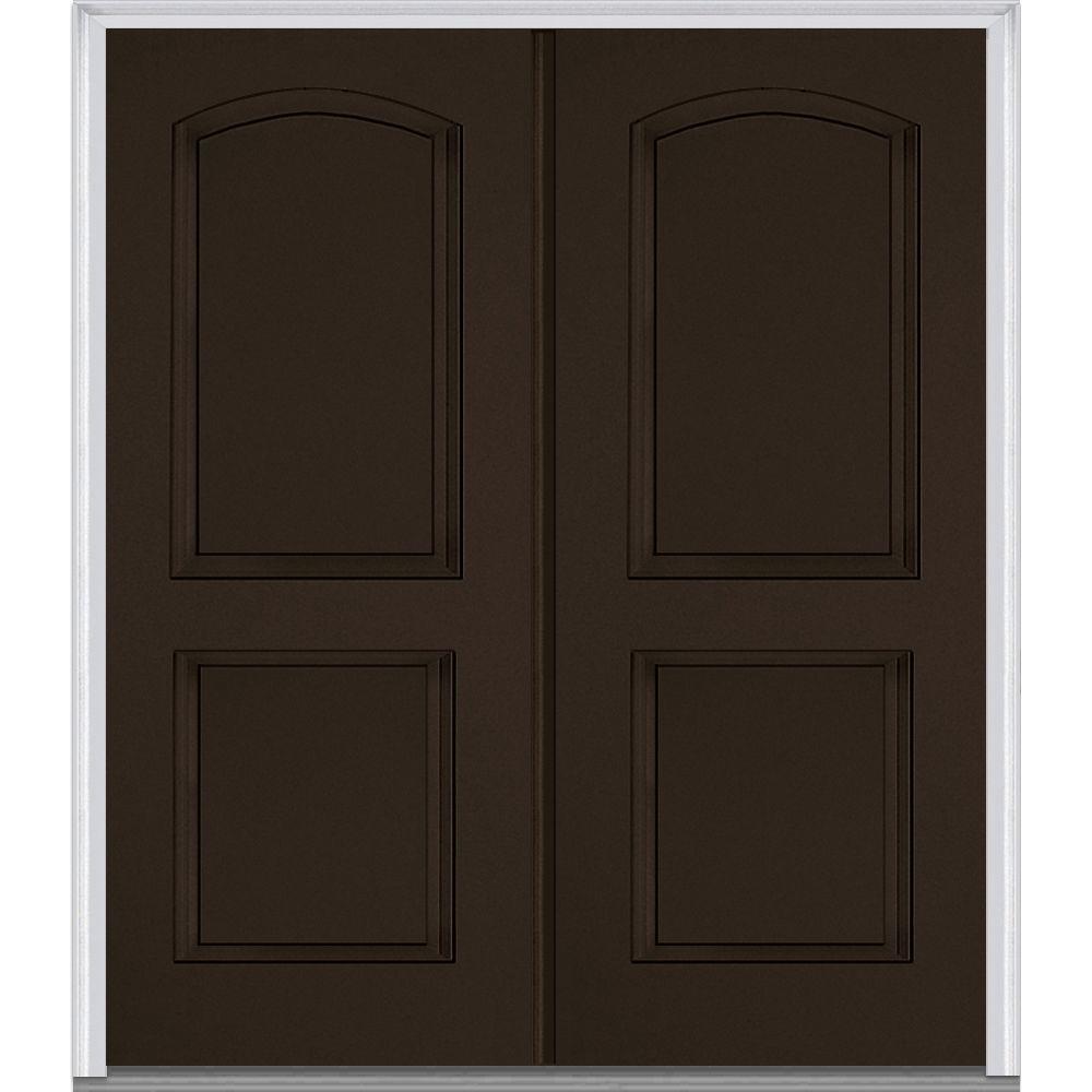 Mmi Door 72 In X 80 Classic Left Hand Inswing 2 Panel Archtop Classic Left Hand Inswing 2 Panel Archtop Painted Fiberglass Smooth Prehung Front Door With Brickmould