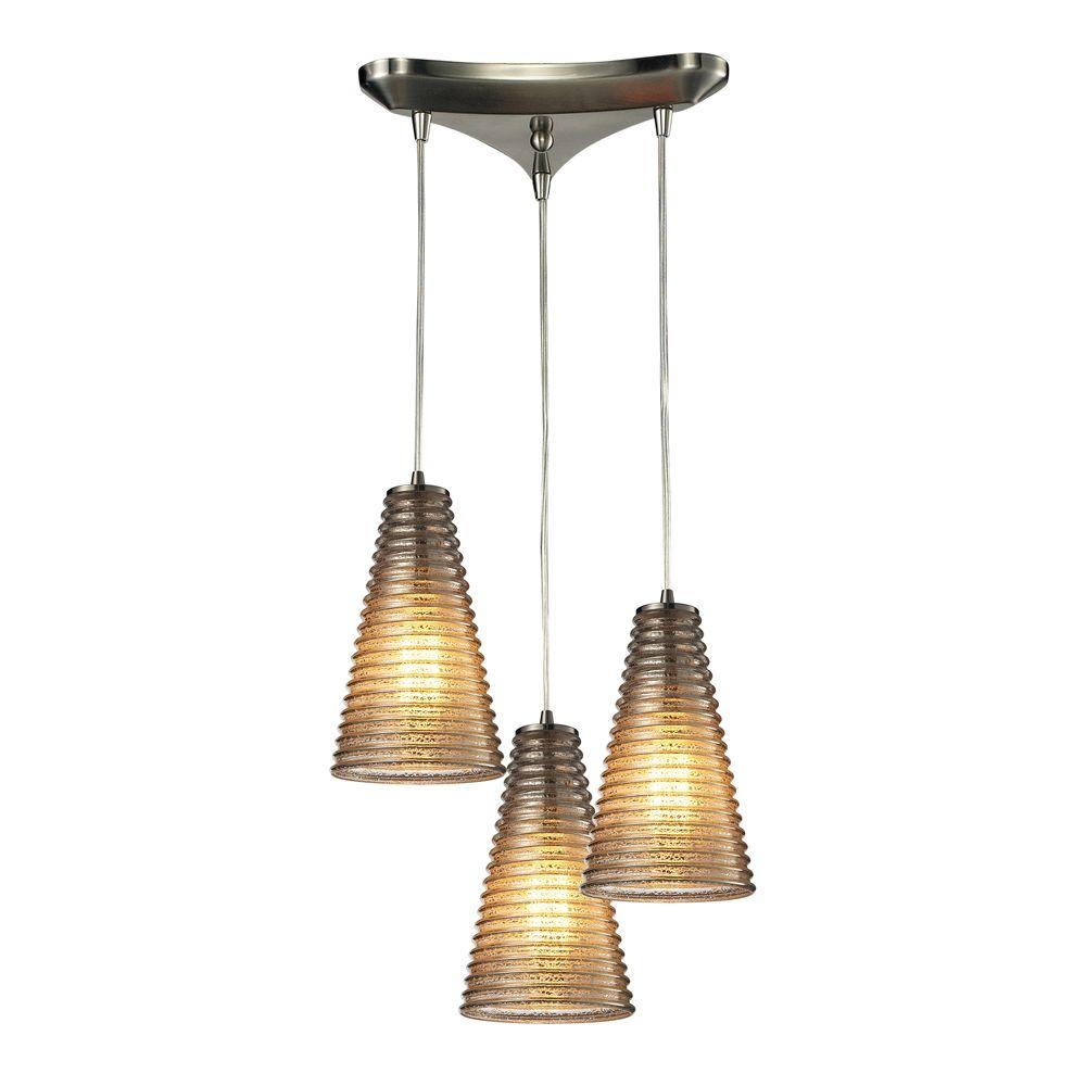 Hermosa White 3 Light Pendant Chandelier Designs Titan Lighting Hermosa Collection 3 Light Satin Nickel Mini