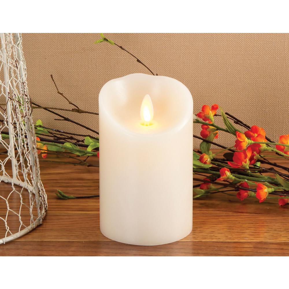 Luminara 7 in. Pillar Ivory Indoor Vanilla Scented CandleLM357B The Home Depot