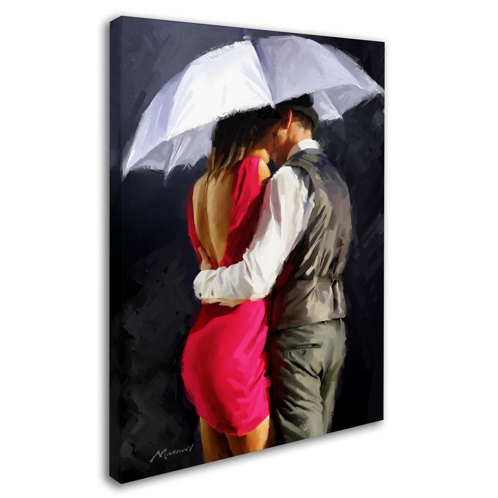 Trademark Fine Art 24 In X 18 In Couple White Umbrella By The