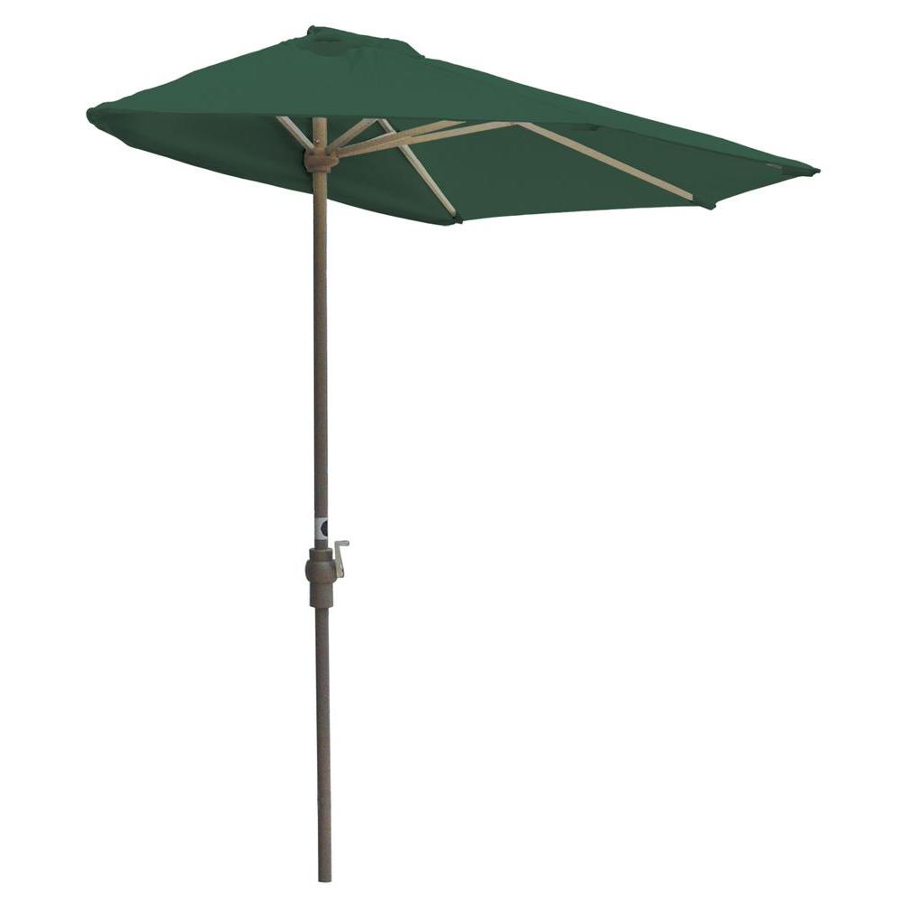 Blue Star Group Off The Wall Brella 7 5 Ft Patio Half Umbrella In Green Sunbrella Otwb 7sg The Home Depot