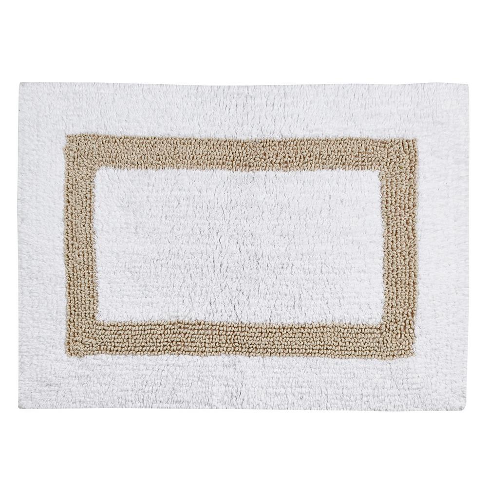 Hotel Collection White And Sand 24 In X 40 In Cotton Bath Rug Ss