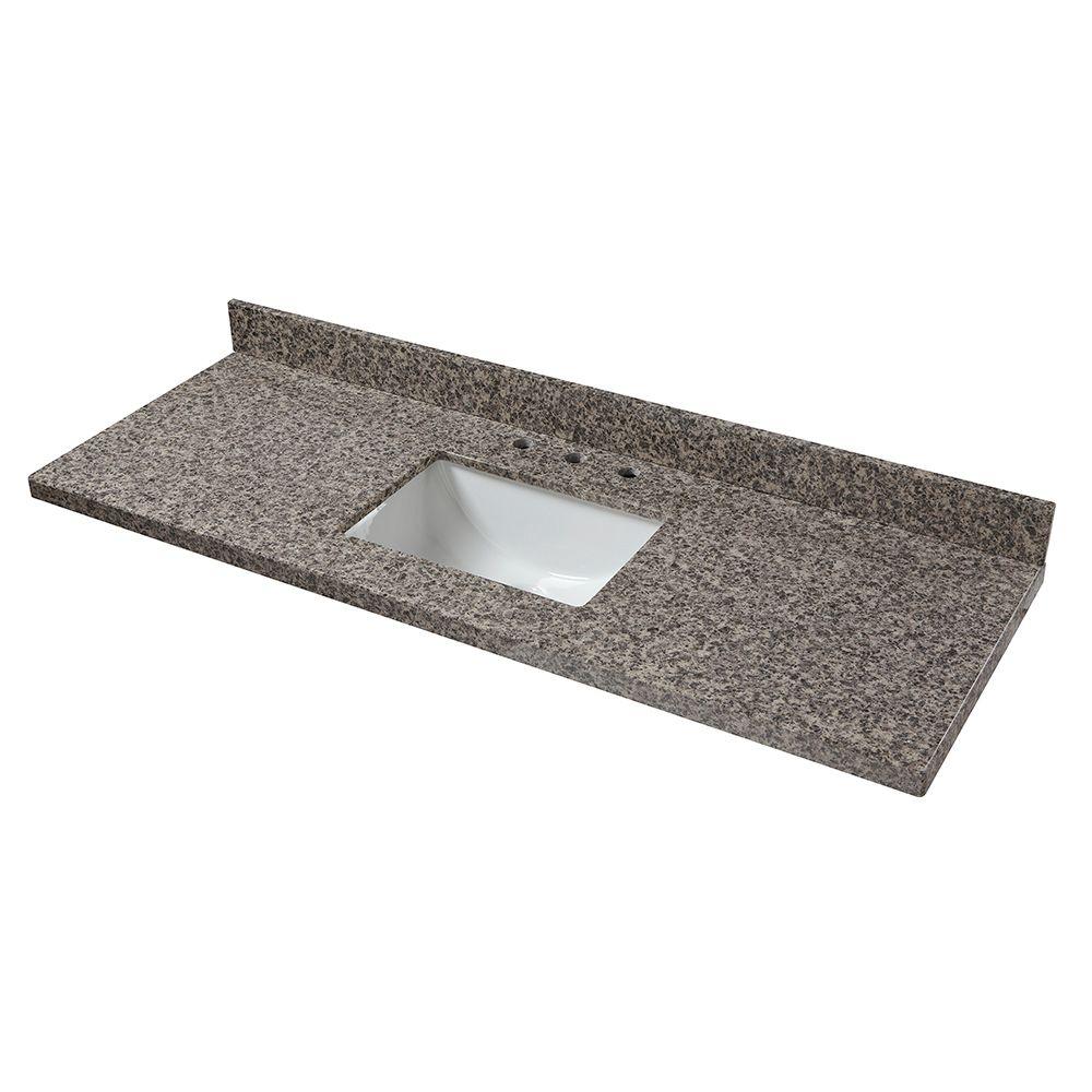 Home Decorators Collection 61 in. W Granite Single Basin Vanity Top in