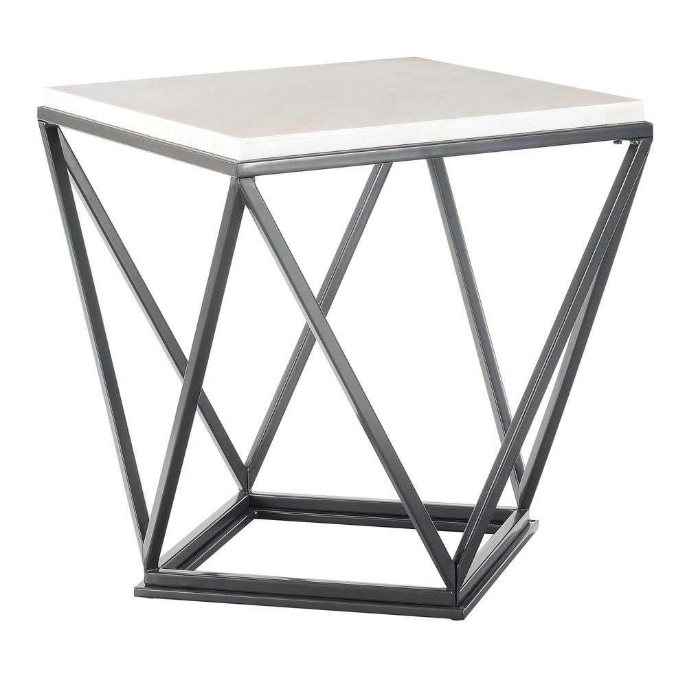 Steve Silver Skyler White Marble Top Square End Table Sk200e The Home Depot 