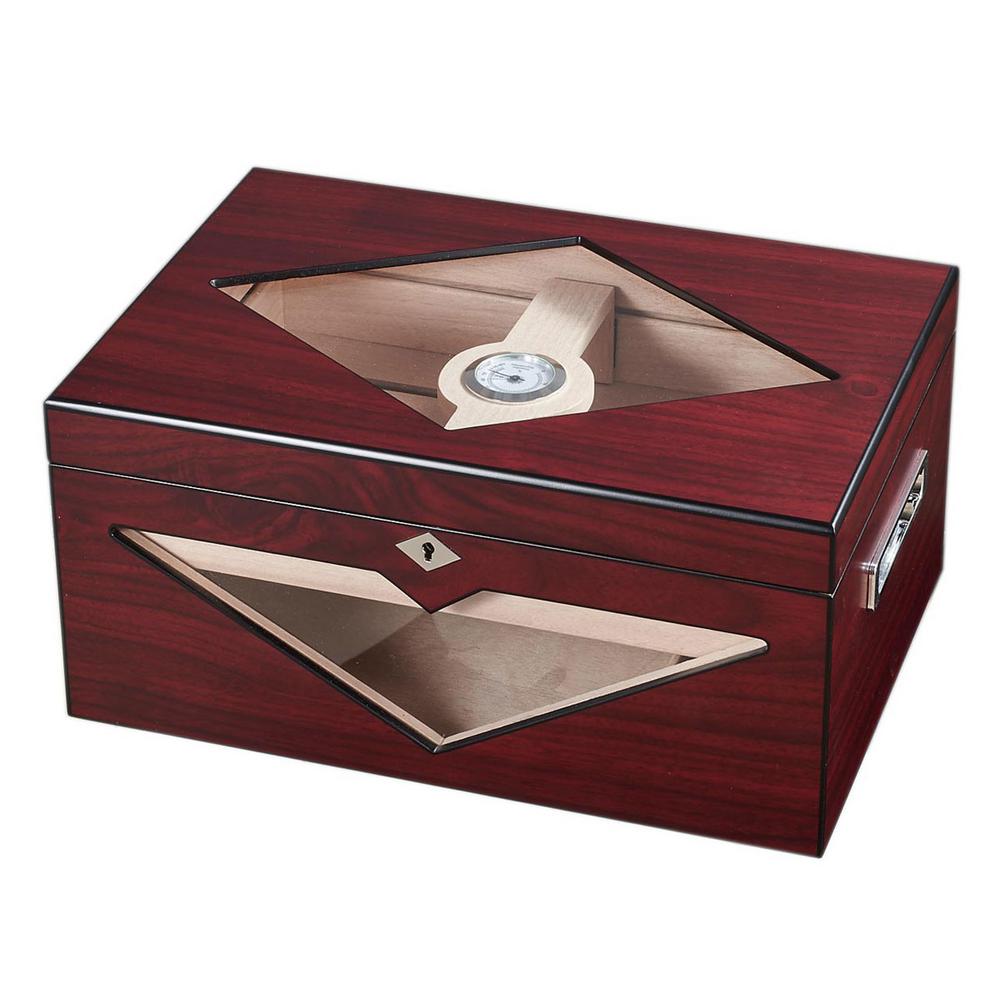 Hudson Red Antique Wood Stain Humidor Holds 125 Cigars