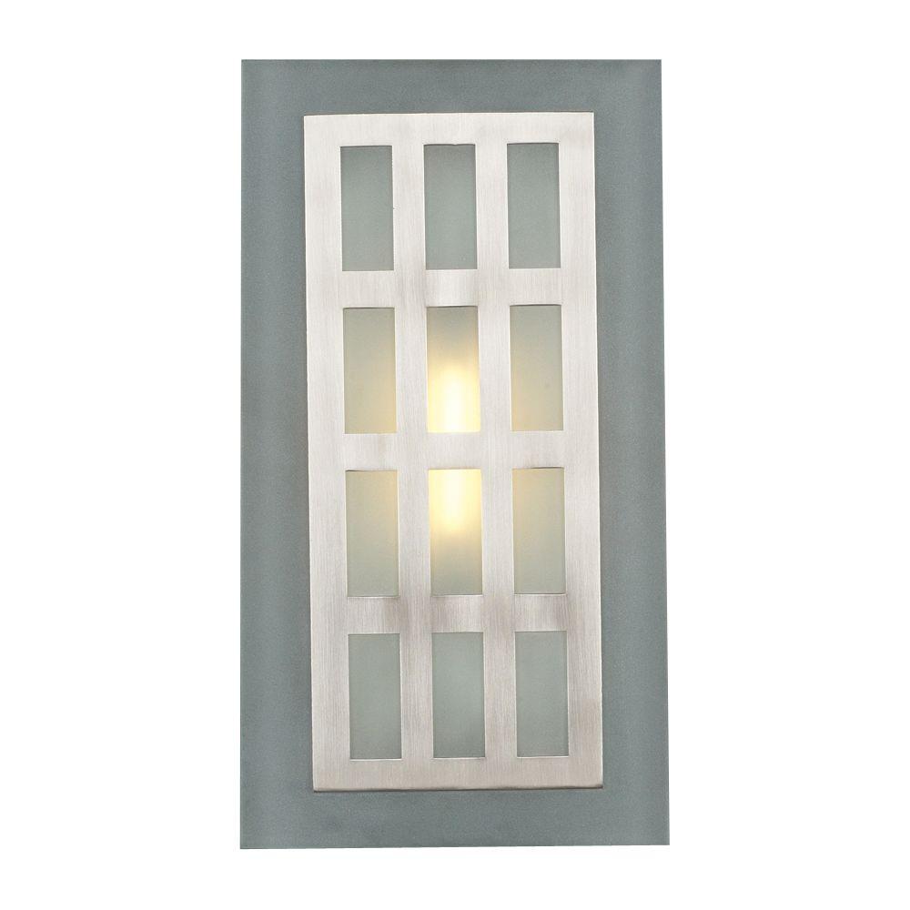 PLC Lighting 1-Light Satin Nickel Sconce with Acid Frost Glass-CLI-HD2312SN - The Home Depot