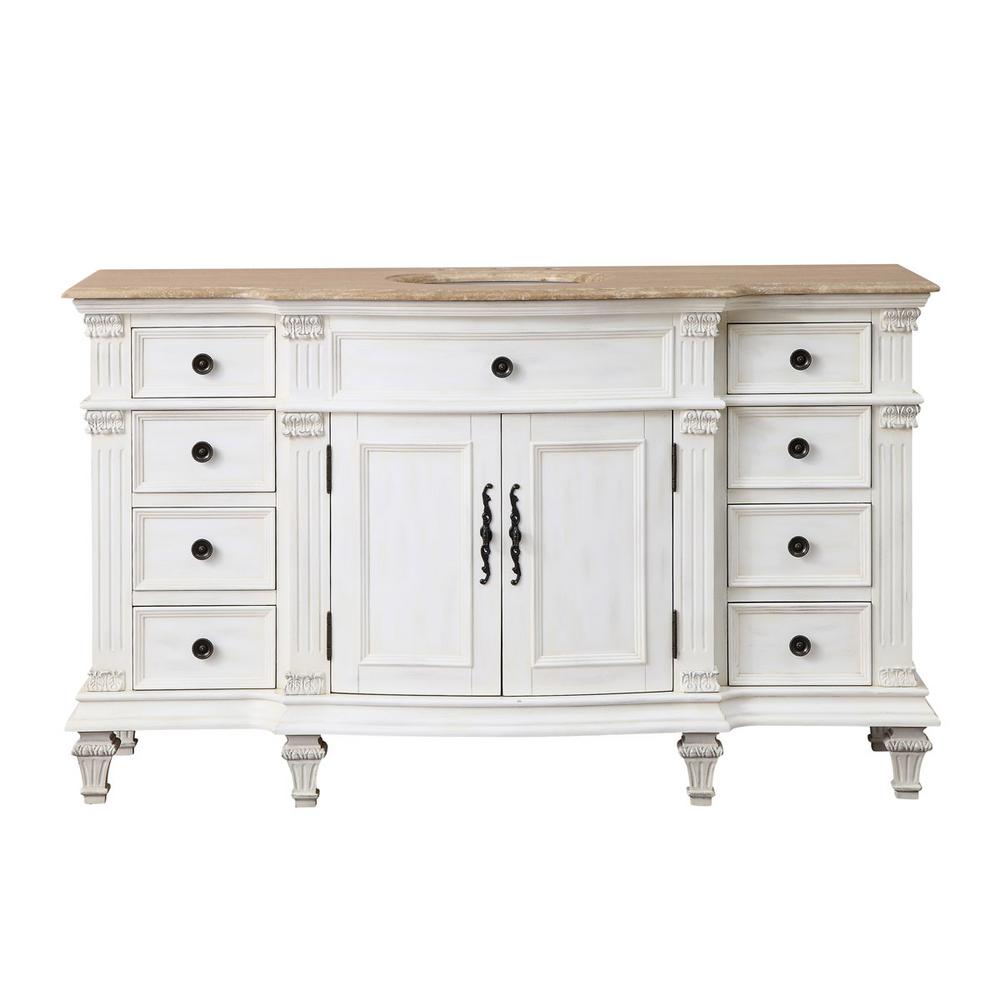 Silkroad Exclusive Bathroom Vanities Bath The Home Depot D Vanity In Antique White With Stone