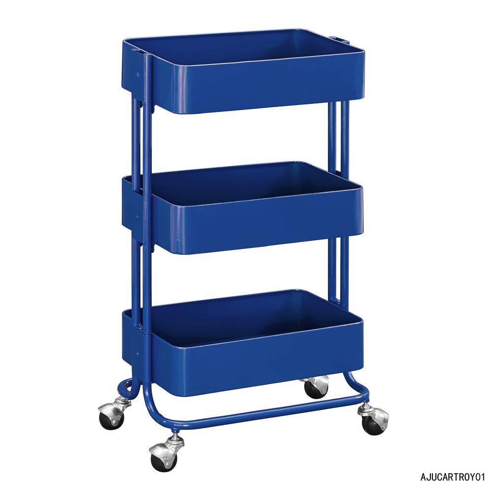 3 Tier Royal Blue Kitchen Cart Ajucartroy01 The Home Depot
