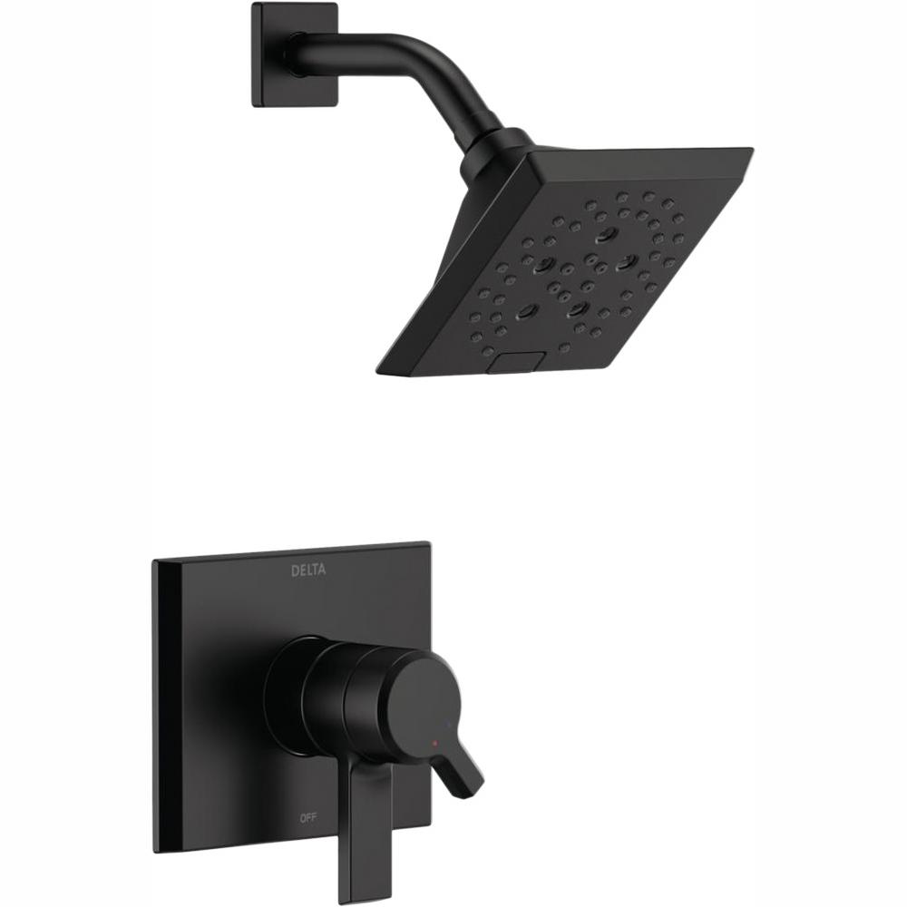 Pivotal 1-Handle Wall-Mount Shower Trim Kit with H2Okinetic Technology in Matte Black (Valve Not Included)