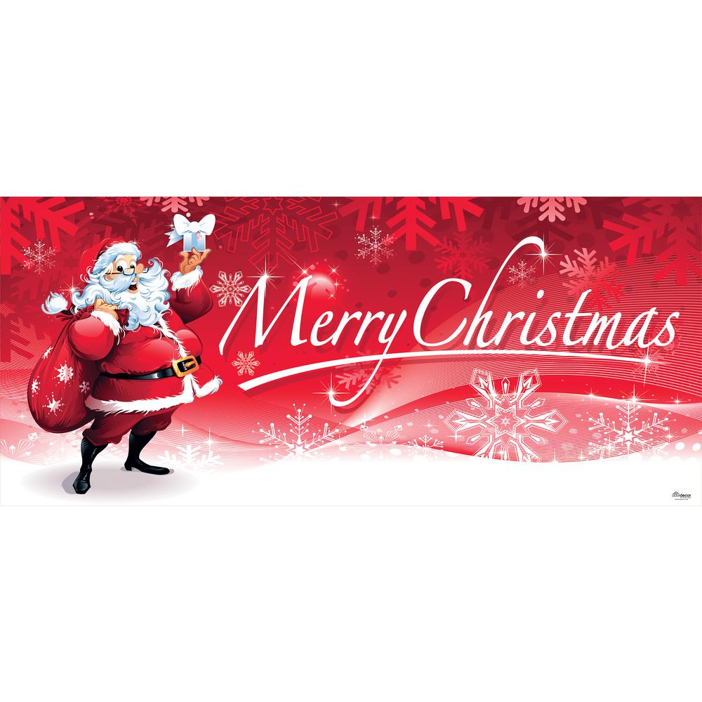 Holiday garage door decorations that are magnetic My Door Decor 7 ft. x 16 ft. Red Ornaments in Snow Christmas Garage